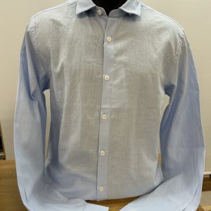 CAMISA DE LINO Y ALGODÓN AZUL